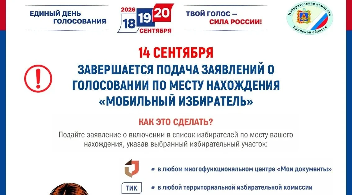 14 сентября последний день подачи заявлений о голосовании по месту нахождения